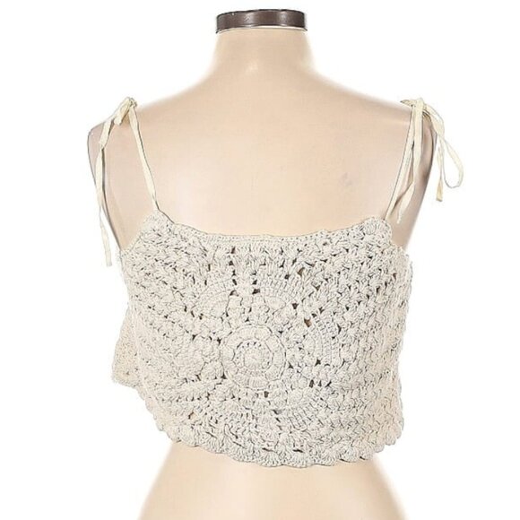 Zara Ivory Crochet Crop Top - Picture 2 of 3